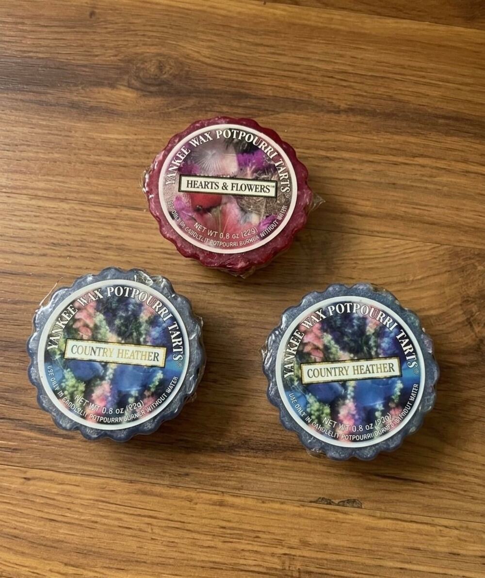 Vintage Yankee Candle Wax Potpourri Tarts Country Heather Hearts Flowers Lot 3